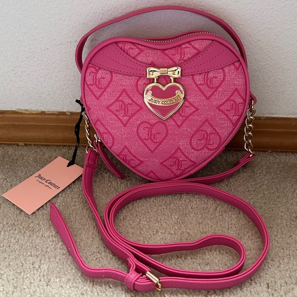 Rare NWT Juicy Couture Precious Moments Heart Crossbody Bag Juicy Pink